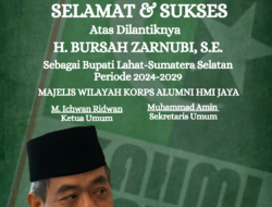 Bursah Zarnubi Dilantik, KAHMI JAYA: Inspirasi Bagi Generasi Muda